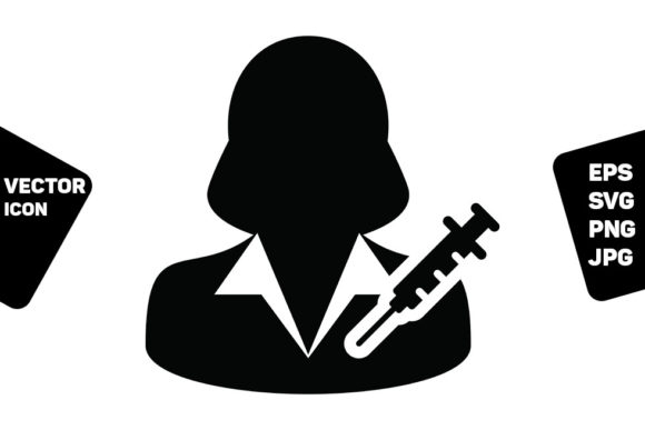 Vaccine User Icon Vector with Syringe Design Resource